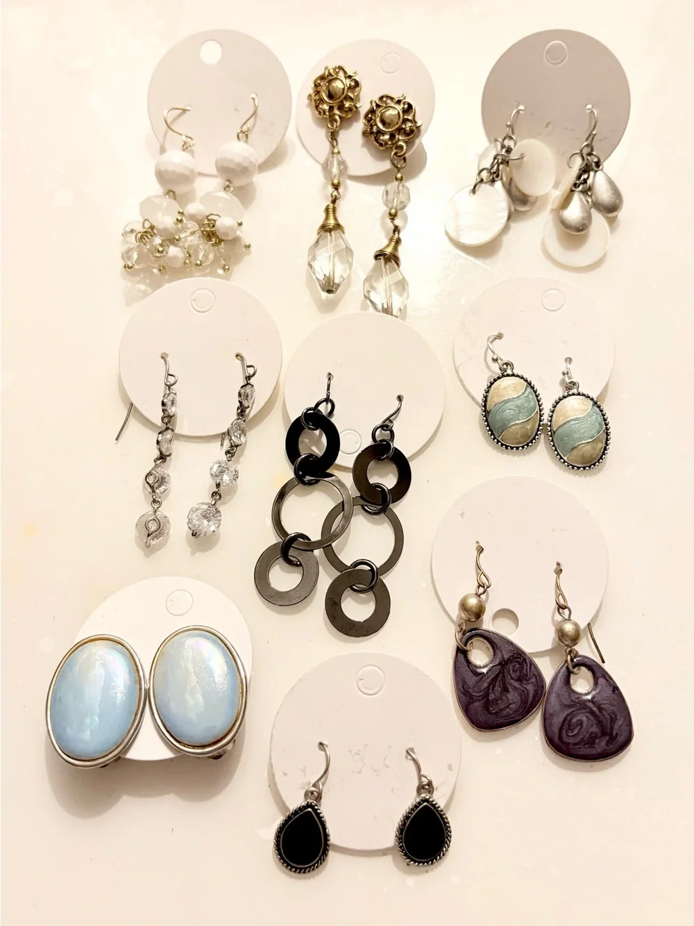 Mixed Lot 9 Pair Women's Fashion Earrings Set Multicolor Mixed Material Crystal